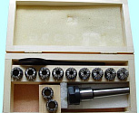 Патрон Цанговый с хвостовиком КМ2 (М10х1.5) с набором цанг ER20 из 11шт (3-13мм) "CNIC"