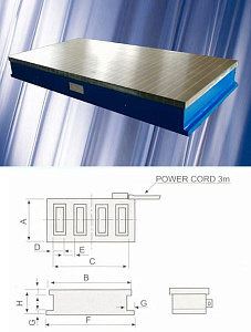 Плита магнитная плоская Х91 300х 680 (электромагнитная) сила притяжения 160 N/см кв. "CNIC" (66120-6) 