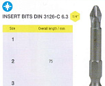 Биты крестовые РZ2х 75мм S2 цилиндрические с насечкой DIN3126 хвостовик Е1/4 PROFI "CNIC" в упаковке 10 шт.