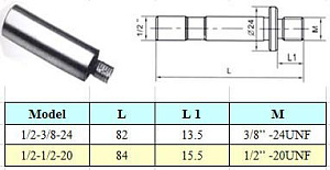 Оправка d1/2" / 1/2"-20UNF с цилиндрическим хвостовиком, для резьбовых патронов "CNIC" (1/2-1/2-20) 