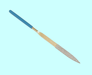 Надфиль Алмазный плоский L160х4 остроносый с обрезиненной ручкой 