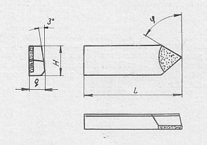 Нож 2020-0007 к торцевой фрезе d400-630мм правый, угол 60° Т15К6 80х32х18мм 