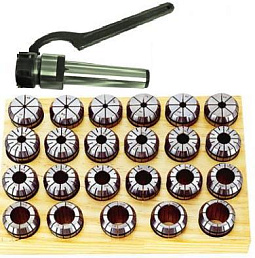 Патрон Цанговый с хвостовиком КМ4  (М16х2,0) с набором цанг ER40 из 23шт (4-26мм) "CNIC" 