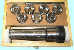 Патрон Цанговый с хвостовиком КМ5 (М20х2,5) с набором цанг ER40 из  7шт (6.8.10.12.16.20.25мм) "CNIC" 